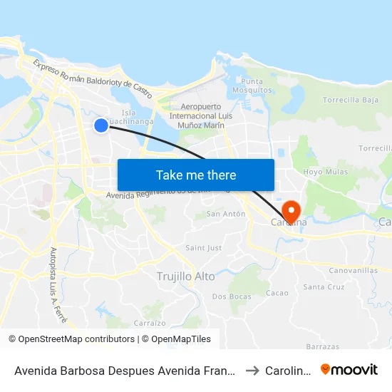 Avenida Barbosa Despues Avenida Franklin D. Roosvelt to Carolina, PR map