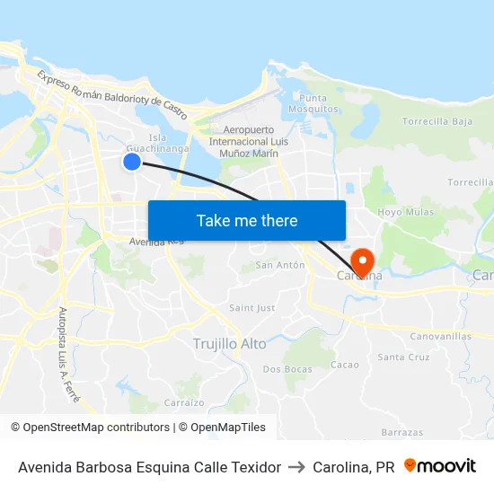 Avenida Barbosa Esquina Calle Texidor to Carolina, PR map