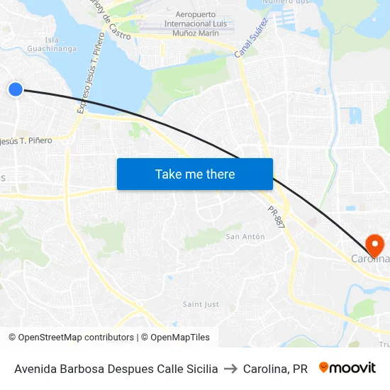 Avenida Barbosa Despues Calle Sicilia to Carolina, PR map