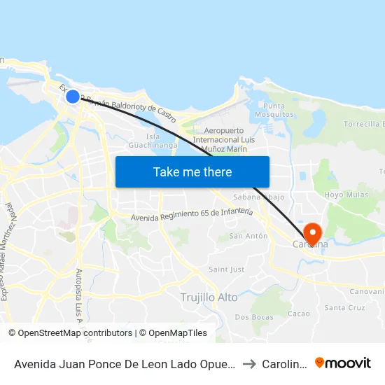 Avenida Juan Ponce De Leon Lado Opuesto Calle Villamil to Carolina, PR map