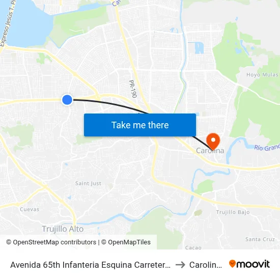 Avenida 65th Infanteria Esquina Carretera 849 (Pr-849) to Carolina, PR map