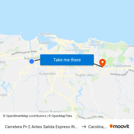 Carretera Pr-2 Antes Salida Expreso Rio Hondo to Carolina, PR map