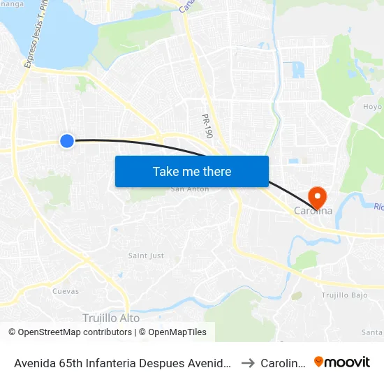 Avenida 65th Infanteria Despues Avenida Simón Madera to Carolina, PR map