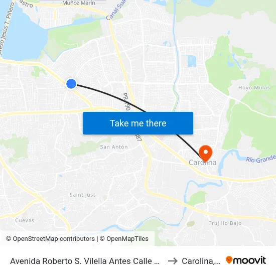 Avenida Roberto S. Vilella Antes Calle Linacero to Carolina, PR map