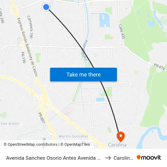 Avenida Sanches Osorio Antes Avenida Roberto S. Vilella to Carolina, PR map