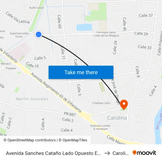 Avenida Sanches Cataño Lado Opuesto Entrada Hospital Regional to Carolina, PR map