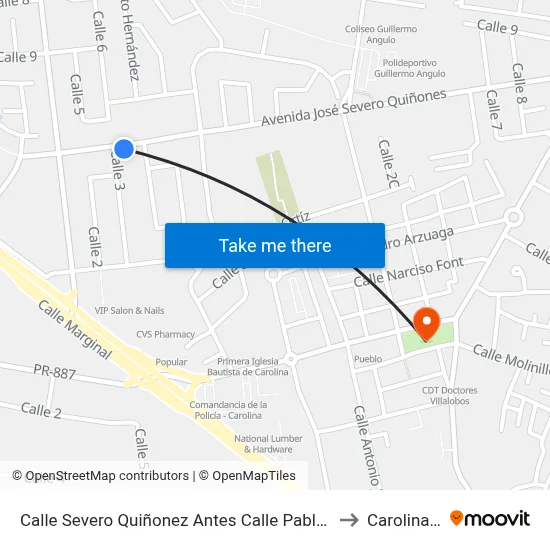 Calle Severo Quiñonez Antes Calle Pablo Gonzalez to Carolina, PR map