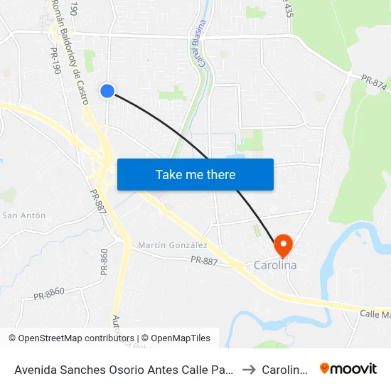 Avenida Sanches Osorio Antes Calle Parque Florido to Carolina, PR map
