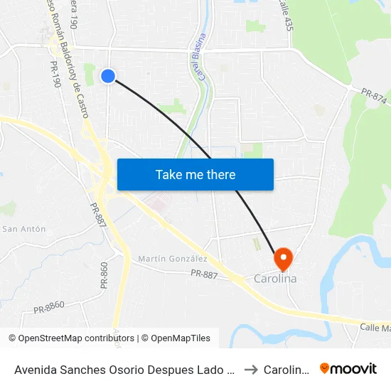 Avenida Sanches Osorio Despues Lado Opuesto Vía 3 to Carolina, PR map