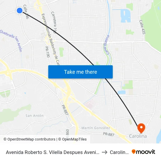 Avenida Roberto S. Vilella Despues Avenida El Comandate to Carolina, PR map