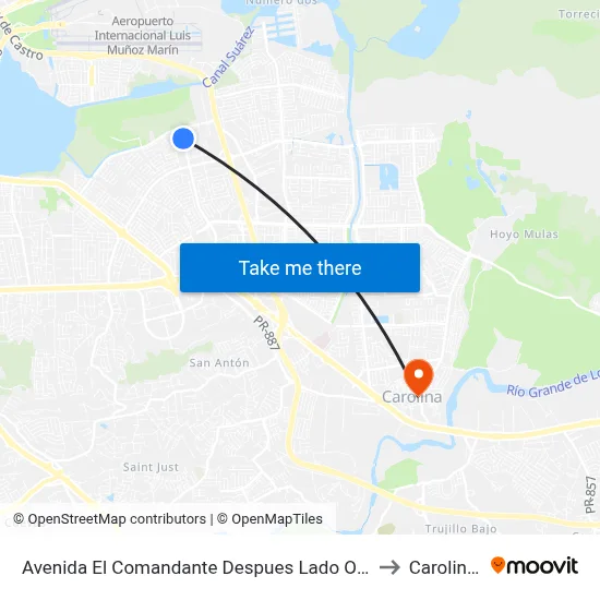 Avenida El Comandante  Despues Lado Opuesto Calle 528 to Carolina, PR map