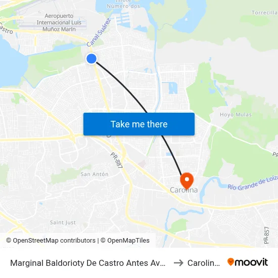 Marginal Baldorioty De Castro Antes Avenida Iturregui to Carolina, PR map