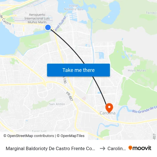 Marginal Baldorioty De Castro Frente Condominio Intersuite to Carolina, PR map