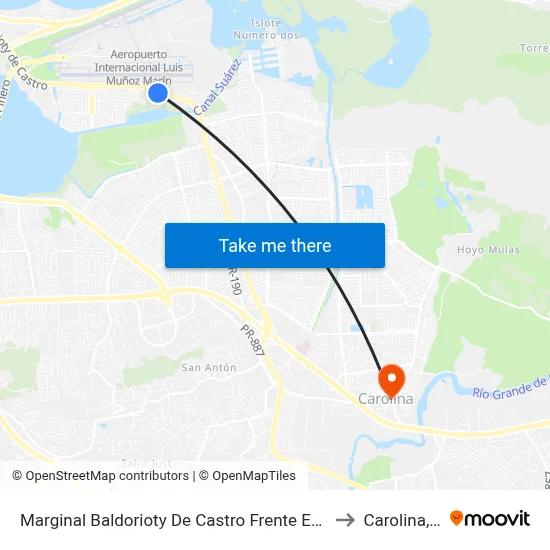 Marginal Baldorioty De Castro Frente Enterprice to Carolina, PR map