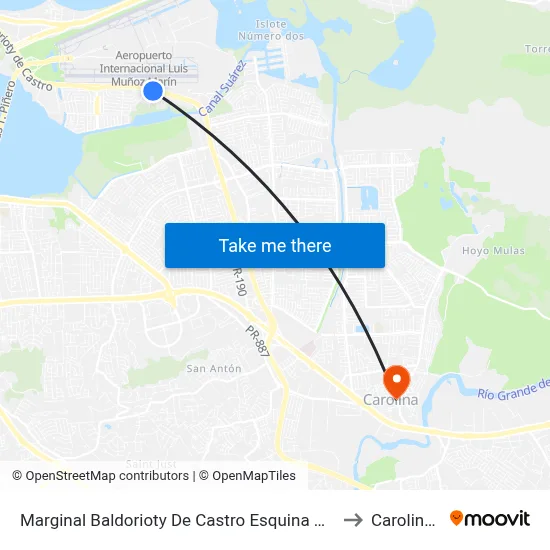 Marginal Baldorioty De Castro Esquina Calle Joaquina to Carolina, PR map