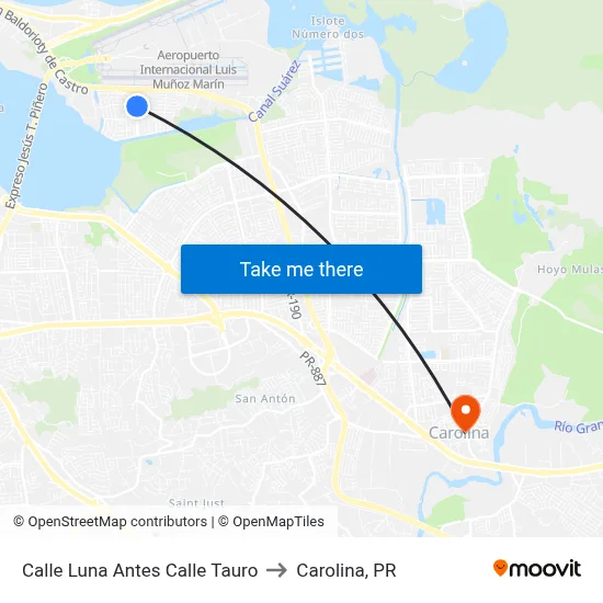 Calle Luna Antes Calle Tauro to Carolina, PR map