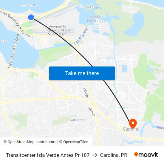 Transitcenter Isla Verde Antes Pr-187 to Carolina, PR map