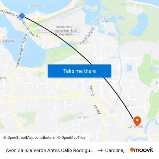 Avenida Isla Verde Antes Calle Rodriguez Emma to Carolina, PR map