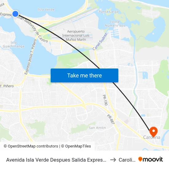 Avenida Isla Verde Despues Salida Expreso Ramón Baldorioty De Castro to Carolina, PR map