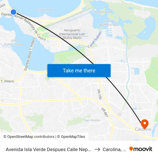 Avenida Isla Verde Despues Calle Nepturno to Carolina, PR map