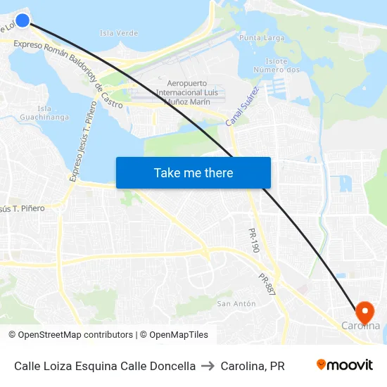 Calle Loiza Esquina Calle Doncella to Carolina, PR map