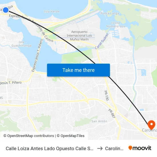 Calle Loiza Antes Lado Opuesto  Calle Soldado Cruz to Carolina, PR map