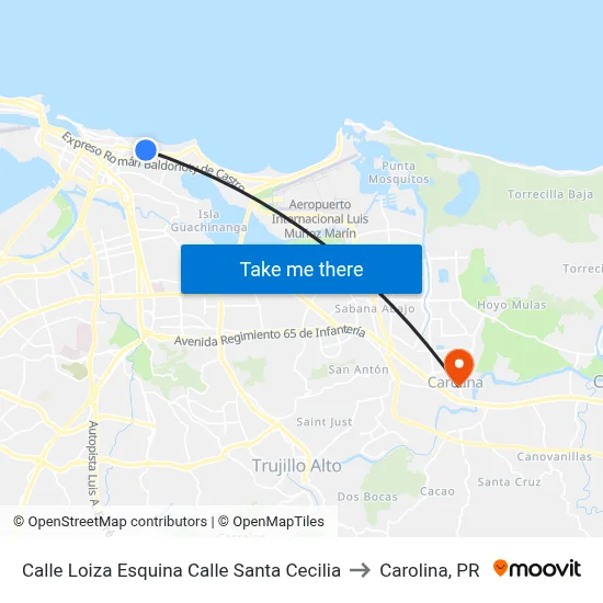 Calle Loiza Esquina Calle Santa Cecilia to Carolina, PR map