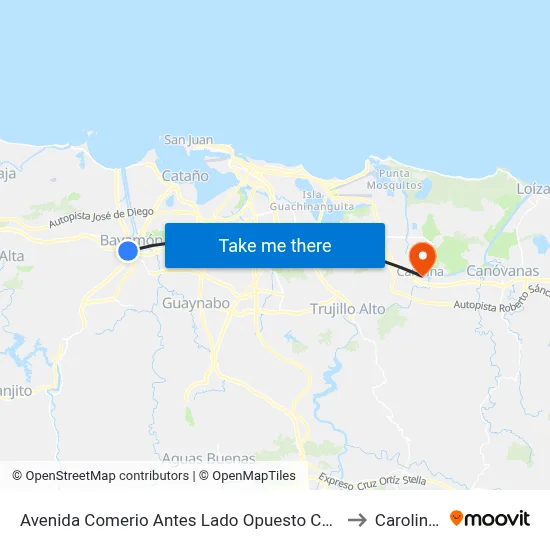 Avenida Comerio Antes Lado Opuesto Calle Manuel Rossi to Carolina, PR map