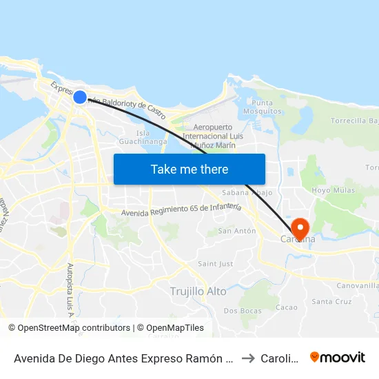 Avenida De Diego Antes Expreso Ramón Baldorioty De Castro to Carolina, PR map