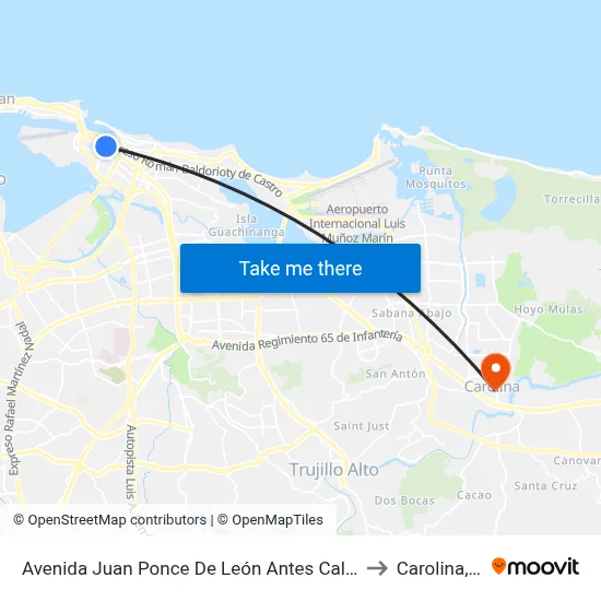 Avenida Juan Ponce De León Antes Calle Cerra to Carolina, PR map