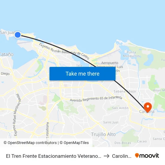 El Tren Frente Estacionamiento Veterano Puertorriqueno to Carolina, PR map