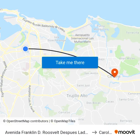 Avenida Franklin D. Roosvelt Despues Lado Opuesto Calle Nemecio Canales to Carolina, PR map