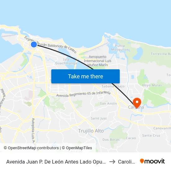 Avenida Juan P. De León Antes Lado Opuesto Calle Hipodromo to Carolina, PR map