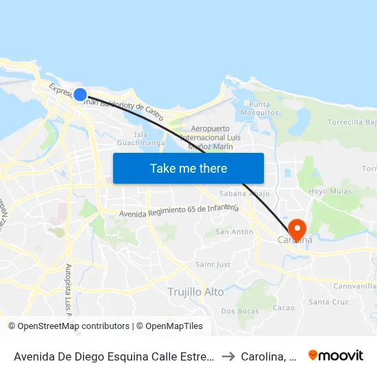 Avenida De Diego Esquina Calle Estrella to Carolina, PR map