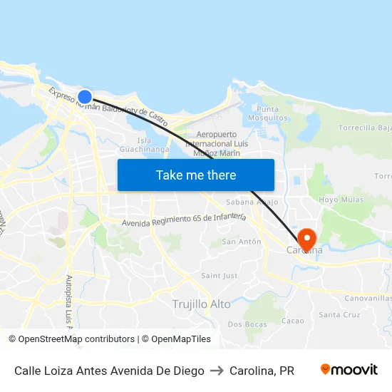 Calle Loiza Antes Avenida De Diego to Carolina, PR map