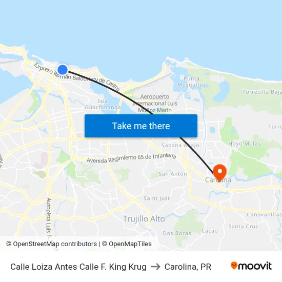 Calle Loiza Antes Calle F. King Krug to Carolina, PR map