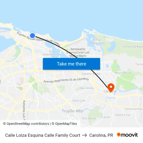 Calle Loiza Esquina Calle Family Court to Carolina, PR map