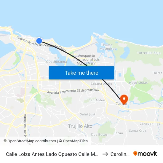 Calle Loiza Antes Lado Opuesto Calle Manuel Corchado to Carolina, PR map