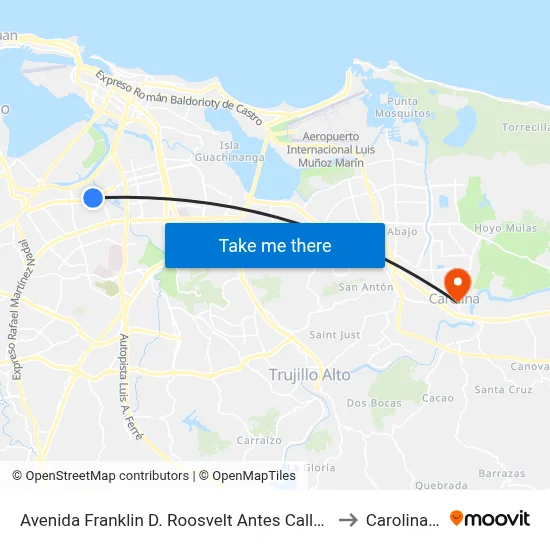 Avenida Franklin D. Roosvelt Antes Calle Baleares to Carolina, PR map