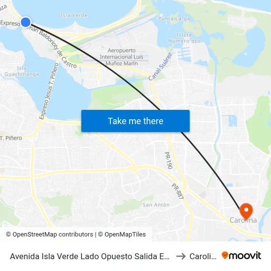 Avenida Isla Verde Lado Opuesto Salida Expreso Baldorioty De Castro to Carolina, PR map