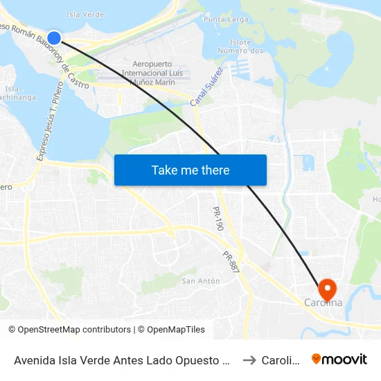 Avenida Isla Verde Antes Lado Opuesto Calle Rodriguez Ema to Carolina, PR map