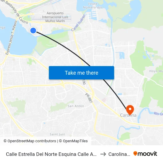 Calle Estrella Del Norte Esquina Calle Andromeda to Carolina, PR map