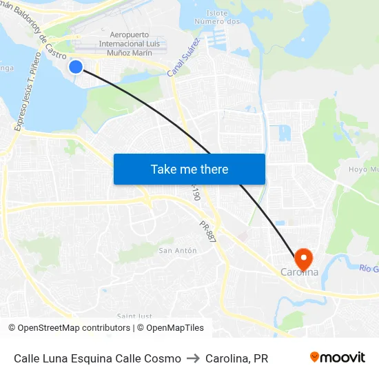 Calle Luna Esquina Calle Cosmo to Carolina, PR map