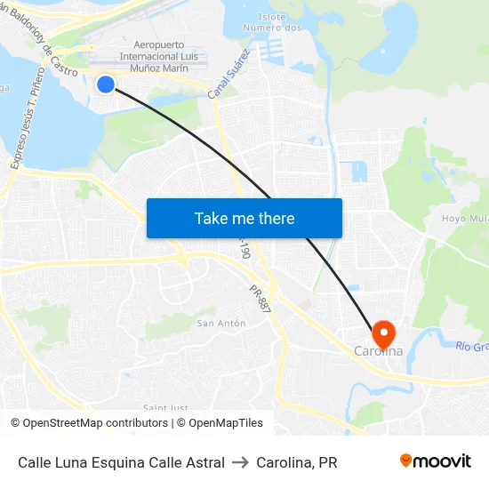 Calle Luna Esquina Calle Astral to Carolina, PR map