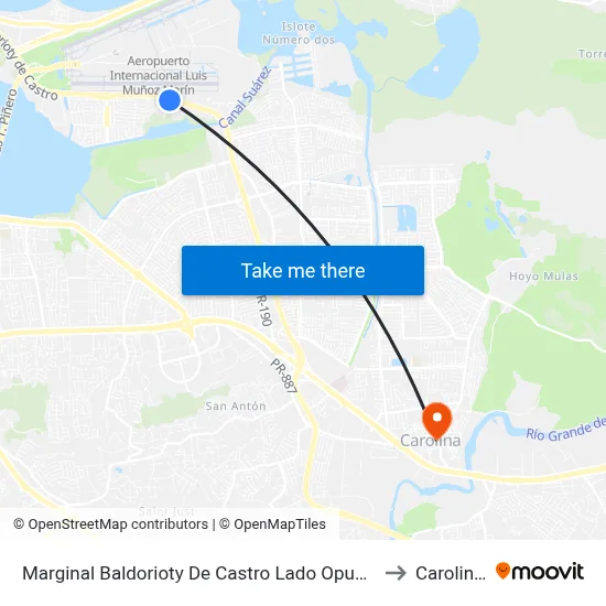 Marginal Baldorioty De Castro Lado Opuesto Calle Joaquina to Carolina, PR map