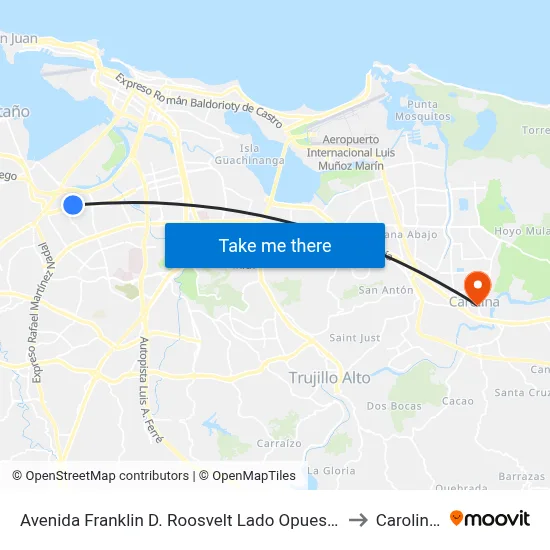 Avenida Franklin D. Roosvelt Lado Opuesto Calle Matadero to Carolina, PR map