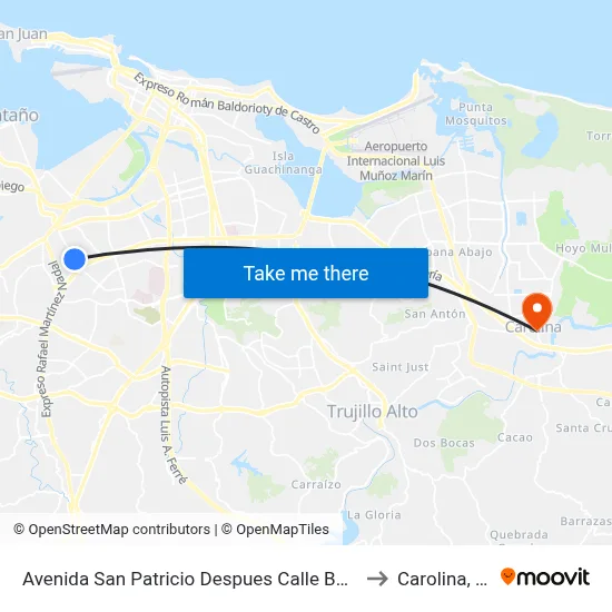 Avenida San Patricio Despues Calle Belfast to Carolina, PR map