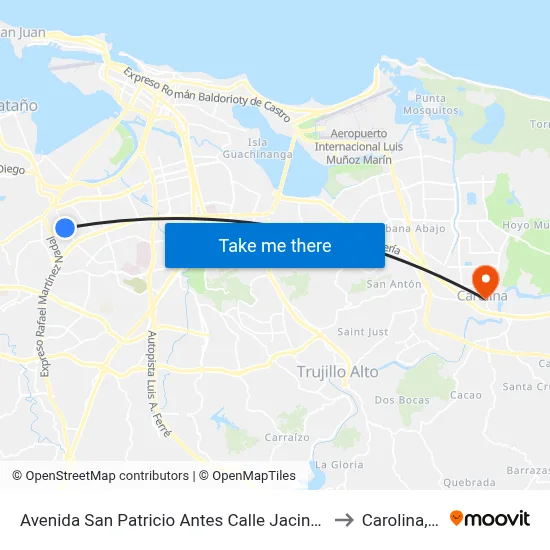 Avenida San Patricio Antes Calle Jacinto Galib to Carolina, PR map