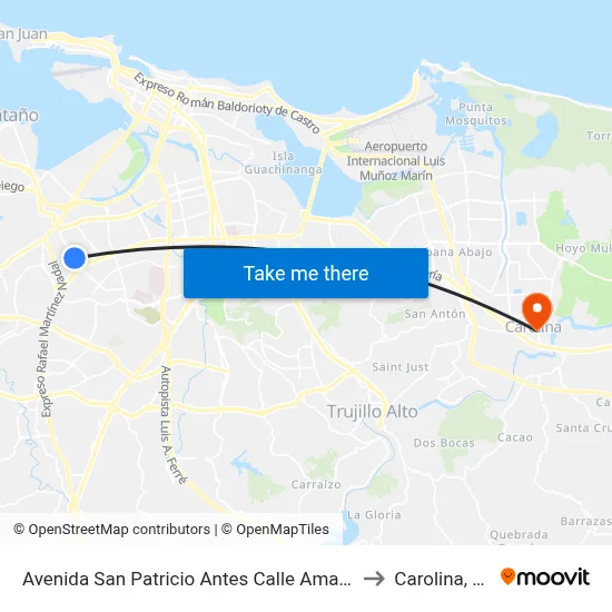 Avenida San Patricio Antes Calle Amarilis to Carolina, PR map