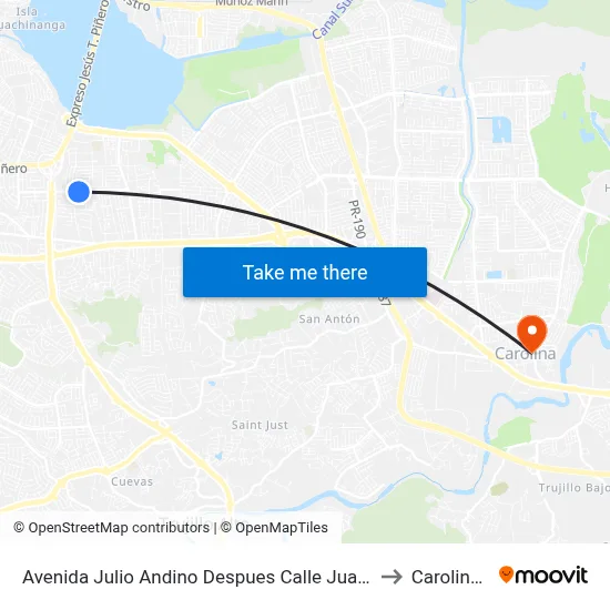 Avenida Julio Andino Despues Calle Juan Peña Reyes to Carolina, PR map